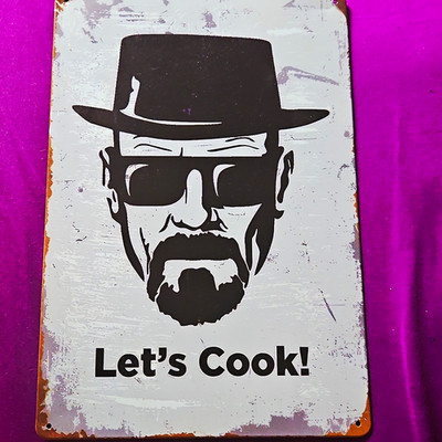 Vintage Metall Wandschild Breaking Bad Walter White  Let s Cook!  Motiv vertikal
