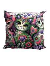 NEW novelty throw pillow 18x18 inches pillowcase & insert included cats