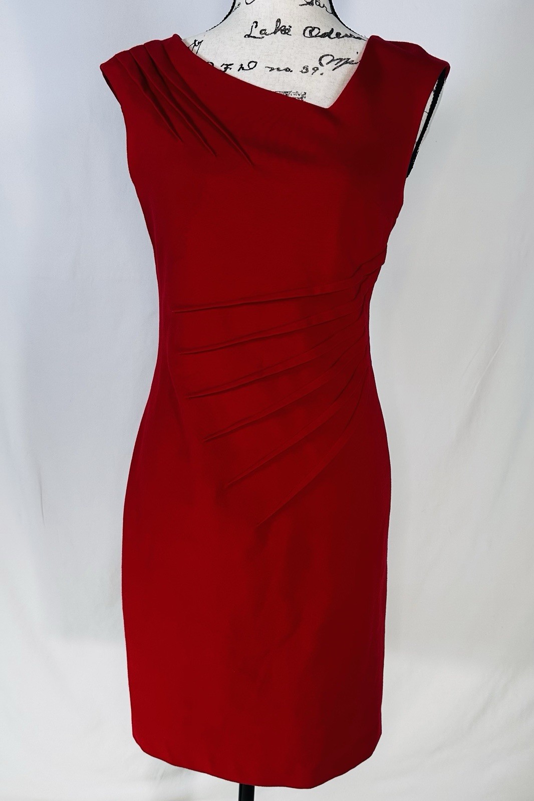 Cache Vintage Solid Red Asymmetrical Neckline Coc… - image 1
