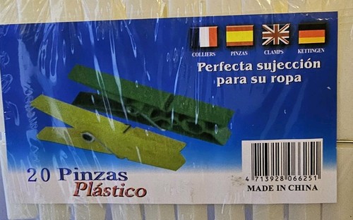 20 Ideal Home Plastic clothes pegs Classic Assorted 3.23 x 0.79 x 0.59 inches