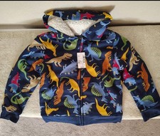NEW Dinosaur Print Sherpa-Lined Hoodie Jacket Size 5T likely can work for 4T 