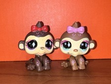 Littlest Pet Shop Monkey with Bows Duo 714 and 600 Authentic LPS Hasbro