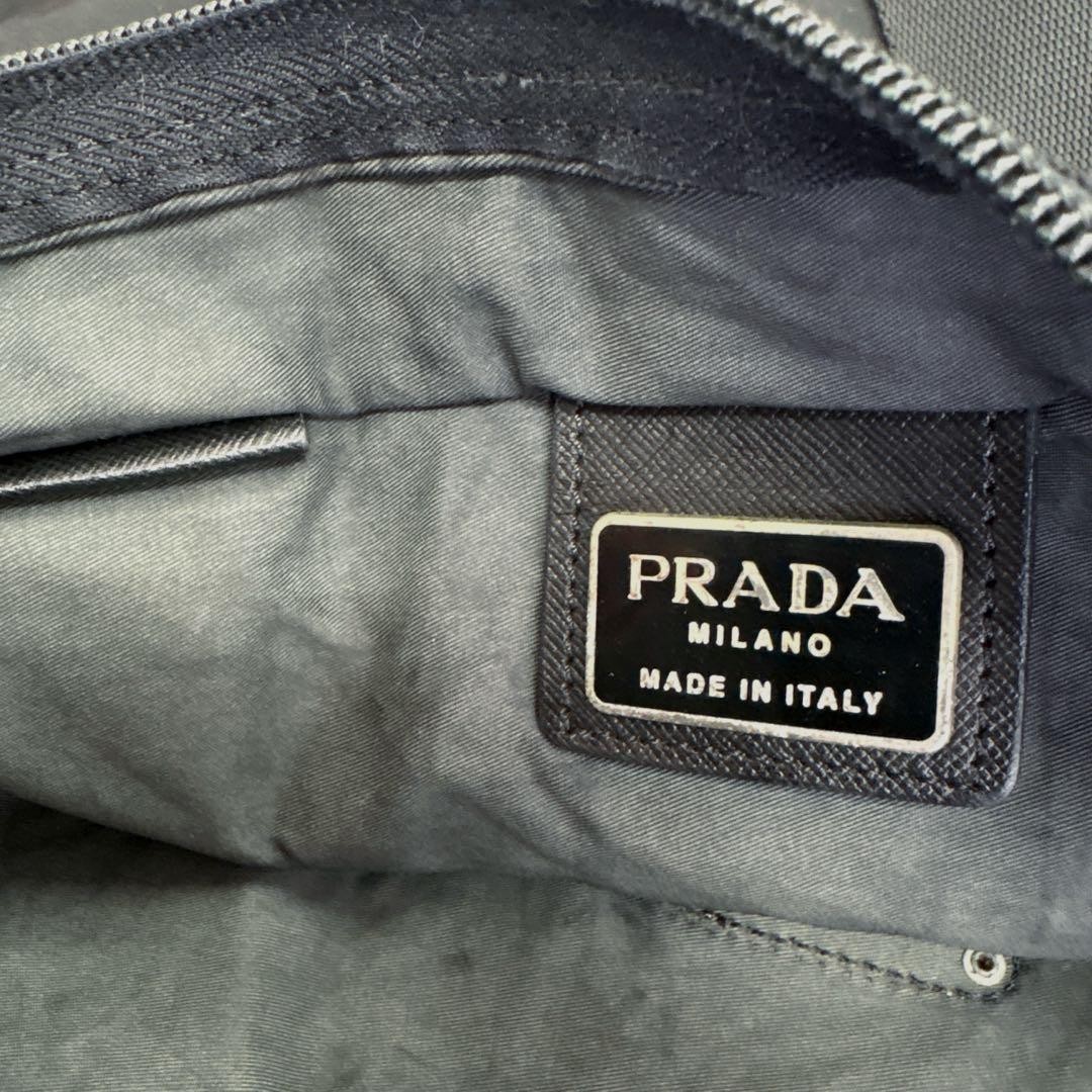 PRADA Vintage Nylon Shoulder Bag Black A4 Tote with Logo and Triangle Plate thumbnail 10