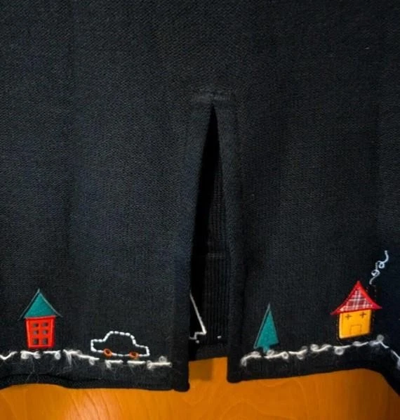 QUACKER FACTORY Black Plus Sz 2X Christmas Holiday Stretchy Maxi Sweater Skirt - Image 4 of 4