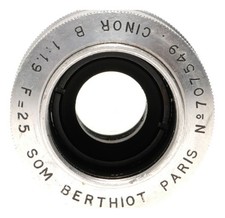 SOM BERTHIOT CINOR B 25mm f/1.9 C-Mount 16mm Cine Lens