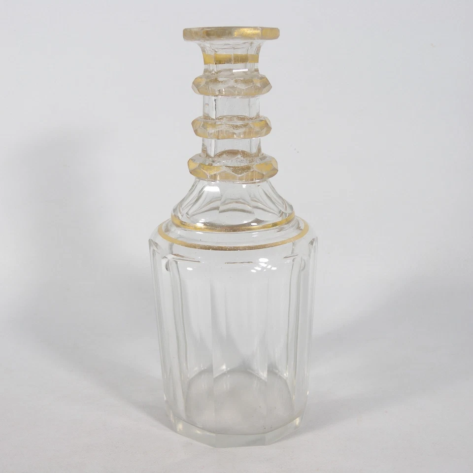 ANTICA BOTTIGLIA BOTTIGLIETTA AMPOLLA IN CRISTALLO MOLATO DORATO ORO FRANCESE - Immagine 4 di 4