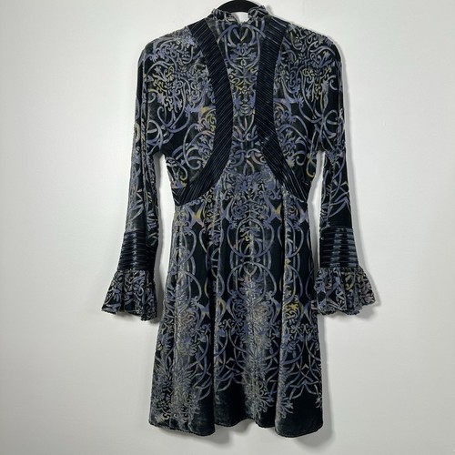 BCBG Maxazria Scrolling Velvet Burnout Dress Whimsigoth Fairy Grunge Size XS Neu mit Etikett - Bild 5 von 11
