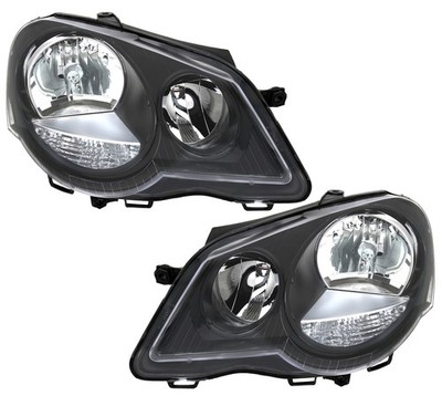 Scheinwerfer Set für VW Polo 9N 2005-2012 & GTI in Schwarz H1 H7 LWR Motor