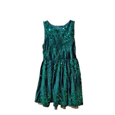 Rare Editions Girls Green Sequin Dress Sleeveless Party Holiday Sparkle - Size 6