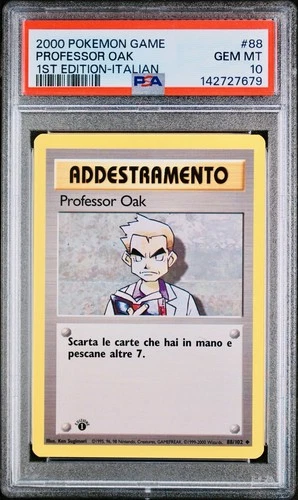 POKEMON PSA 10 PROFESSOR OAK 88/102 BASE SET 1st ITALIAN EDITION LOW POP!