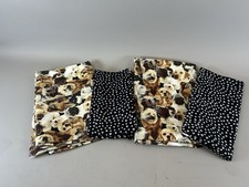 Beautiful Dogs Paw Prints on Black Fabric Lot Bundle 4 Cuts Patty Reed Breeds