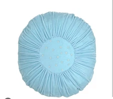 Rachel Ashwell Embroidered Stars Blue Velvet Round Pillow