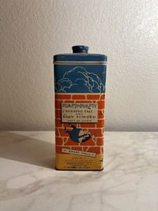 Vtg. Furst-McNess Co. "Humpty Dumpty" borated talc baby powder tin 1920s - 1930s