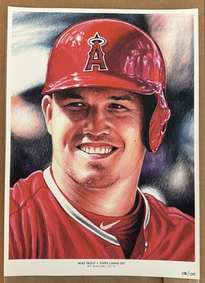 MIKE TROUT 2019 Topps Living Baseball Fine Art Print 81/100 Mayumi Seto ANGELS
