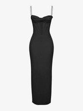 £189 HOUSE OF CB Charmaine - Black Corset Maxi Dress S