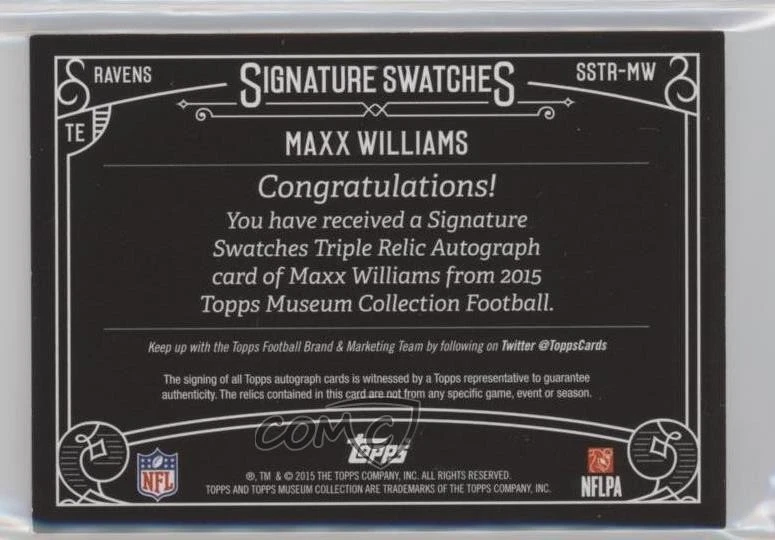 2015 Topps Museum Collection /350 Maxx Williams #SSTR-MW Rookie Auto RC - Image 2 of 2