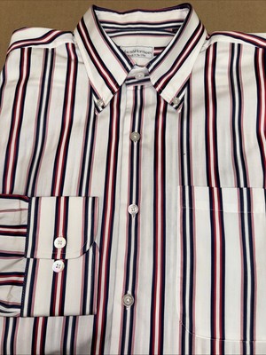 Vintage Maus & Hoffman USA Straight Hem Red/Blue Striped Button Down Sport Shirt