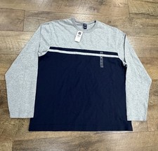 NWT Vintage Y2k GAP Two Toned Blank Crewneck Sweatshirt Grey Navy Blue Large 02