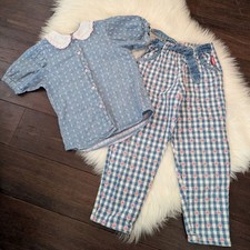 Vintage 1990s 90s Y2K OshKosh Set Short Sleeve Shirt Tie Pants 100 Cotton 5-6y