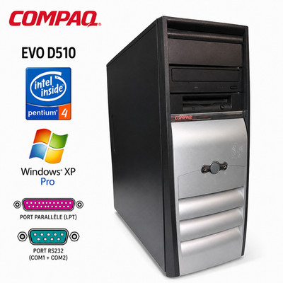 Compaq Evo D510 CMT Pentium 4 2,4GHz 1,5GB 160GB IDE Windows XP Pro RS232