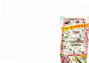 Greetings From Alabama, Map, Bird, Flag, Flower Postcard
