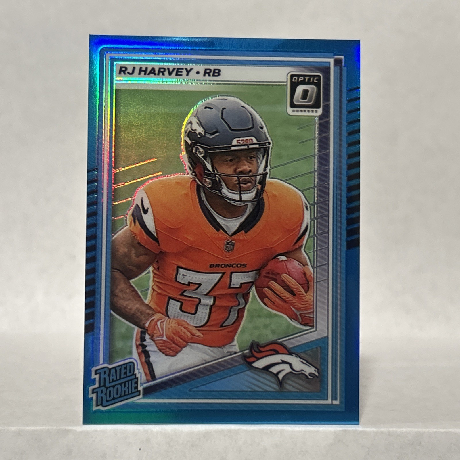 2025 Donruss Optic - RJ Harvey Aqua Rated Rookie /349 #208 SP Broncos