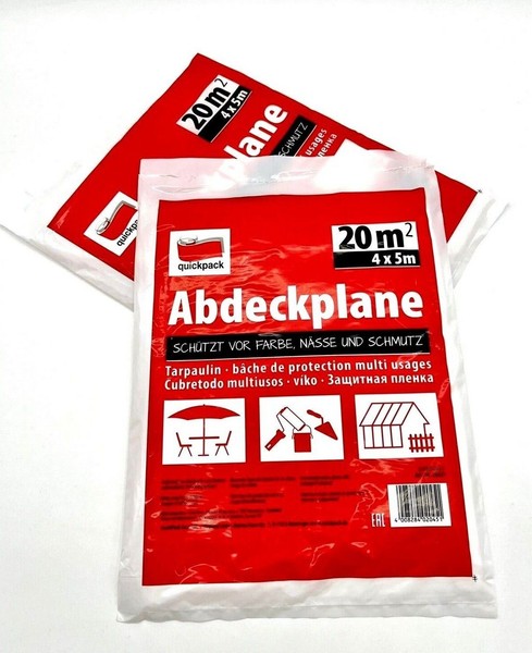 2X Abdeckfolie 4X5M Abdeckplane Malerplane Allzweckplane Maler Folie 2X 20Qm-image
