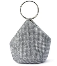 (OLGA BERG) Ellie Crystal Mesh Hand Bag, Retail $115