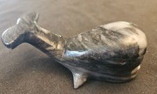 Stone Carved Whale Figurine Gray Marble Gemstone Sea Animal chachka 3.5"
