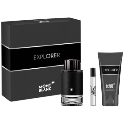 Explorer Mont Blanc Men 3 Pcs Set 3.3 oz & 0.25 oz Edp Spray & 3.3 oz Shower Gel