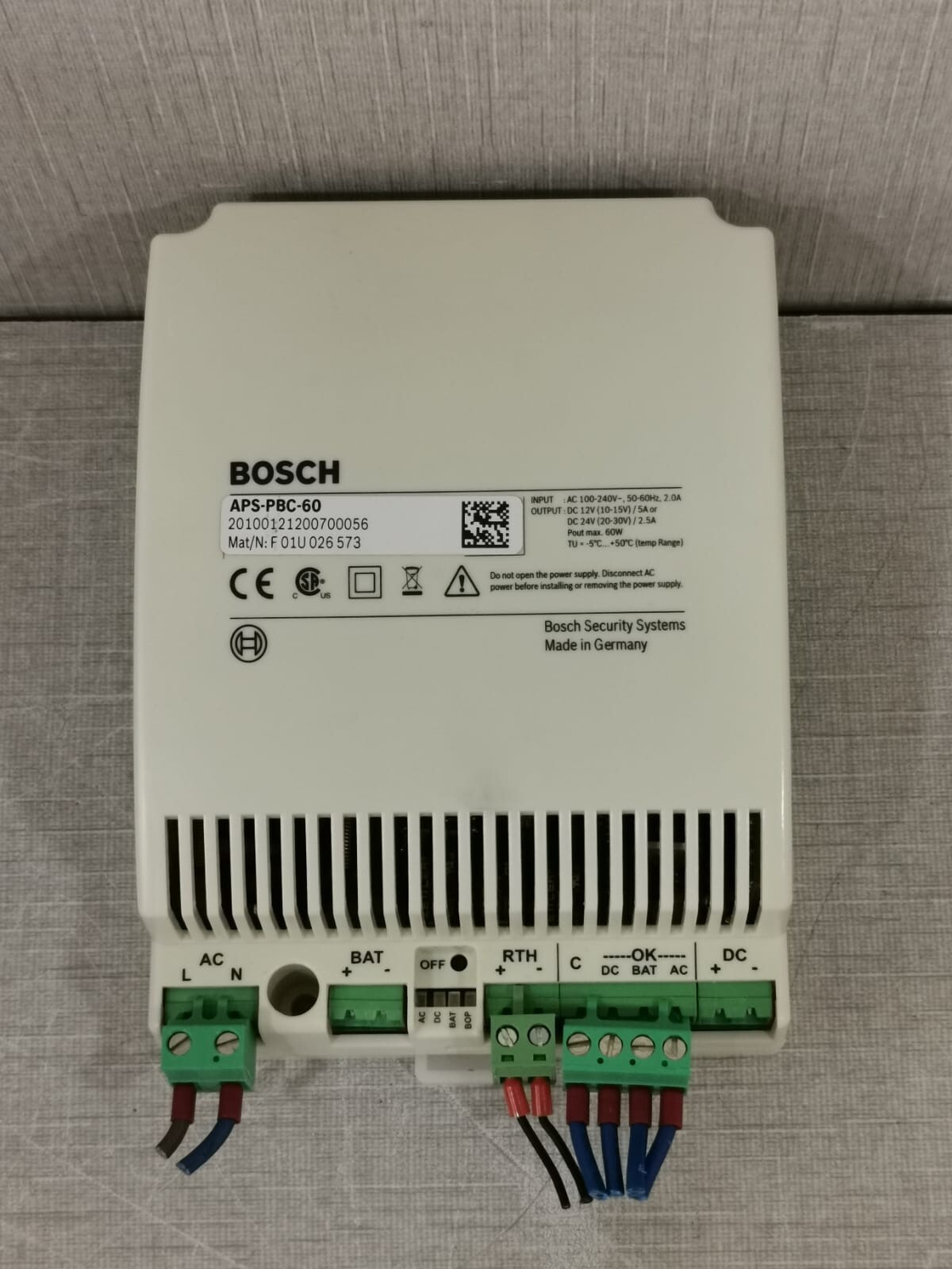 BOSCH APS-PBC-60 POWER SUPPLY F01U026573