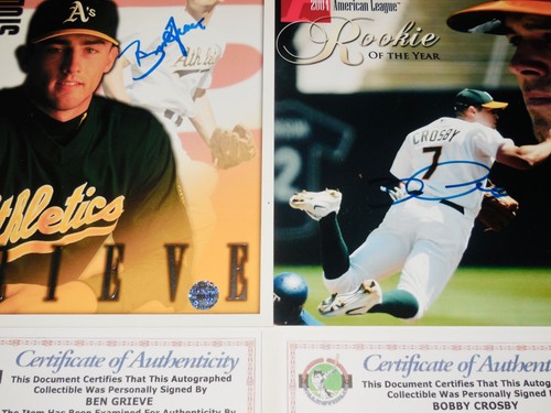BEN GRIEVE & BOBBY CROSBY Autographed 8x10 Photos - OAKLAND ATHLETICS - w/ COA! - Picture 2 of 2