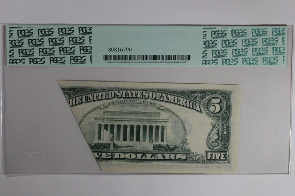 FR. 1973-L   1974 $5 PCGS  CU63PPQ  ERROR PRINTED FOLDOVER FEDERAL RESERVE NOTE - Image 2 of 2