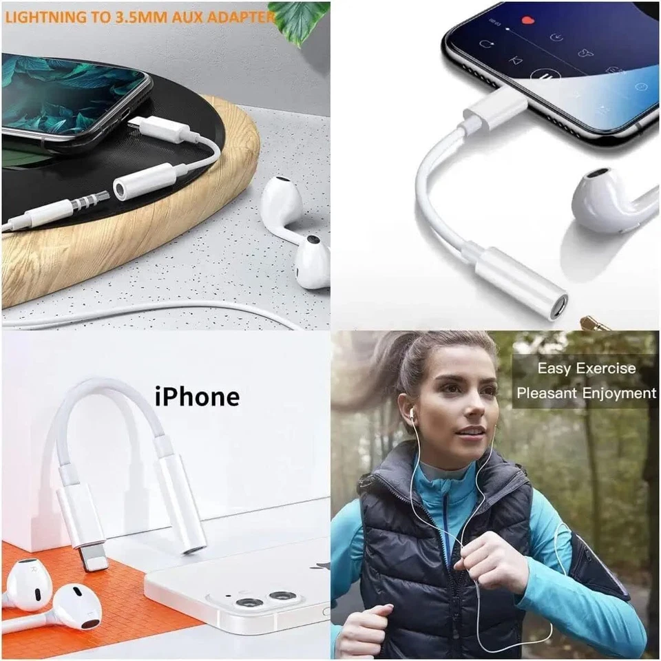 For Apple iPhone Headphone Adapter Jack 3.5mm Aux Cord Dongle - Image 3 of 4