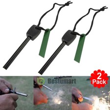 2Pcs Survival Magnesium Flint Stone Fire Starters Emergency Lighter Camping Kits