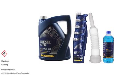 10L MANNOL Motoröl SAE 10W-40 DIESEL EXTRA inkl Auslaufschlauch Scheibenreiniger