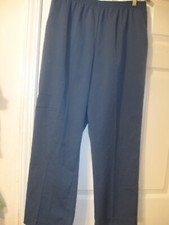 Alfred Dunner Womens Pull On Elastic Waist Dress Pants Size 12 Blue Knit Stretch