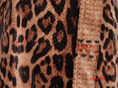 Gabardinas para mujer con estampado de leopardo cuello en V cinturón cuero PU otoño abrigo parka - Imagen 7 de 17
