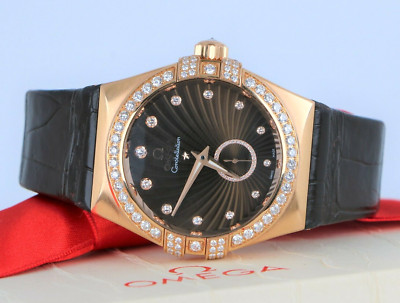Omega 35mm Constellation Co-Axial Escapement 18K Rose Pink Gold Diamond Watch