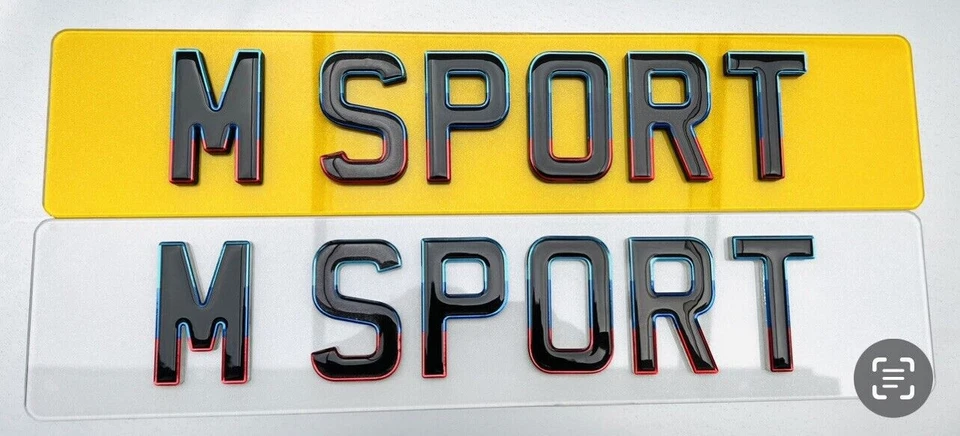 4D Black 6mm & MSport Gel on Front & Rear Show Number Plates - Assembled — 第 2/4 张图片