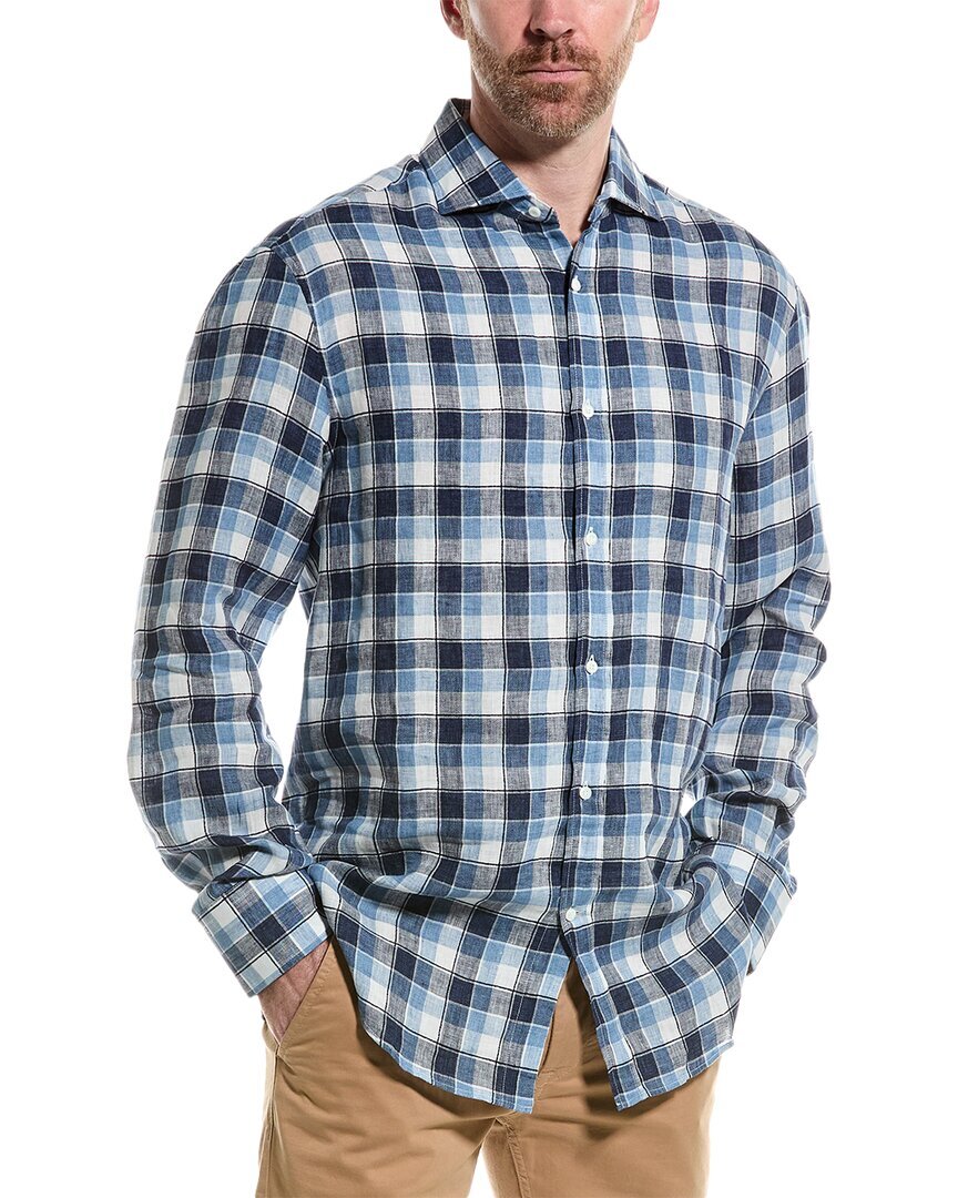 Мужская рубашка из льняной смеси Brunello Cucinelli Basic Fit Xxl 76190₽