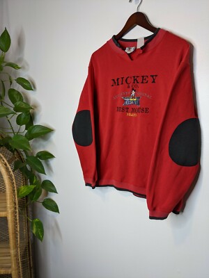 Distressed Vintage Mickey & Co Mickey Mouse Best Mouse Brand Red Sweatshirt