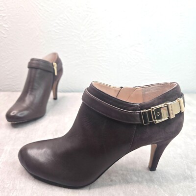 Vince Camuto Ankle Booties Sz Dark Brown Leather Dressy High