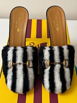 size 39G - Gucci x Adidas Fur Horsebit Heels Black White | eBay size 39G - Gucci x Adidas Fur Horsebit Heels Black White | eBay