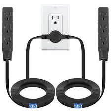 Twin Extension Cord Power Strip 24Ft Double Extension Cord Splitter with 6 3 ...