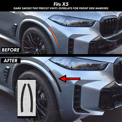 Fits 2024 2025 BMW X5 Front Side Marker Smoke Decal PreCut Tint Overlay Vinyl