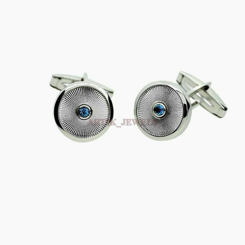 Natural Blue Topaz Gemstone with 925 Sterling Silver Cufflink #1971 - Picture 3 of 3