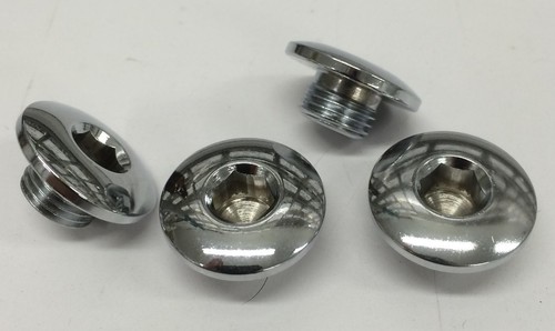 4 SHOVELHEAD SPORTSTER CHROME ROCKER SHAFT ALLEN END BOLTS chopper bobber plugs  - Afbeelding 1 van 2