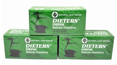 Dieters' Drink Bebida Dietetica Natural Leaf Brand Dieters 54 Tea Bags 3 BOXES