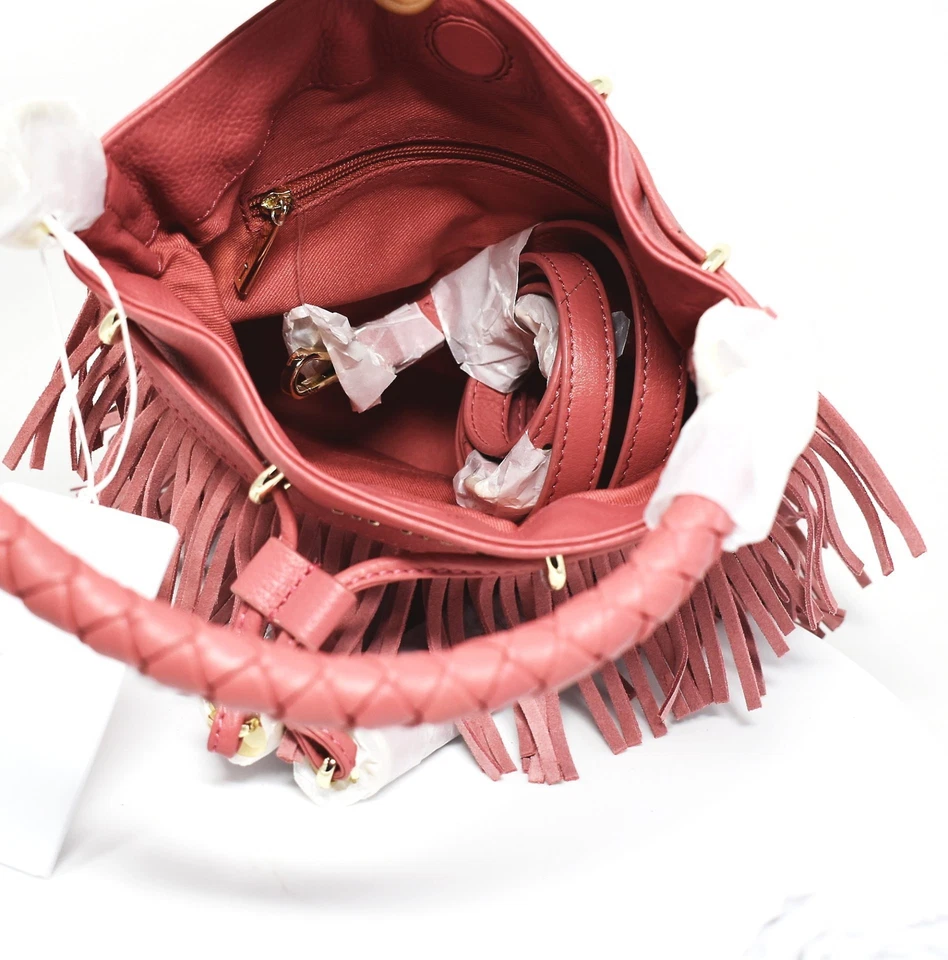 Ted Baker PARALEE Geflochten Griff Fransen Mini Eimer Tasche Rosenrot - Bild 2 von 4